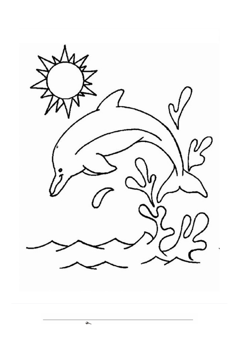 Dolfijn die uit het water springt Kleurplaat — gratis kleurplaat