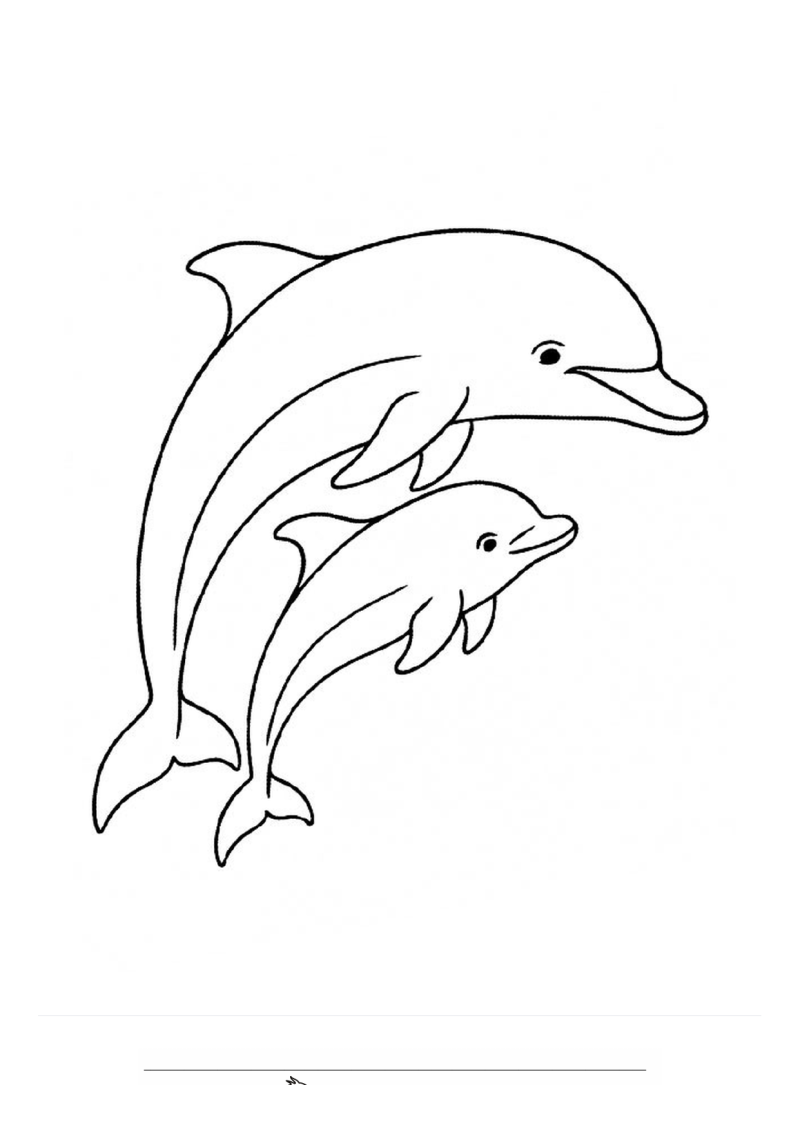 Dolfijn met baby Kleurplaat — gratis kleurplaat