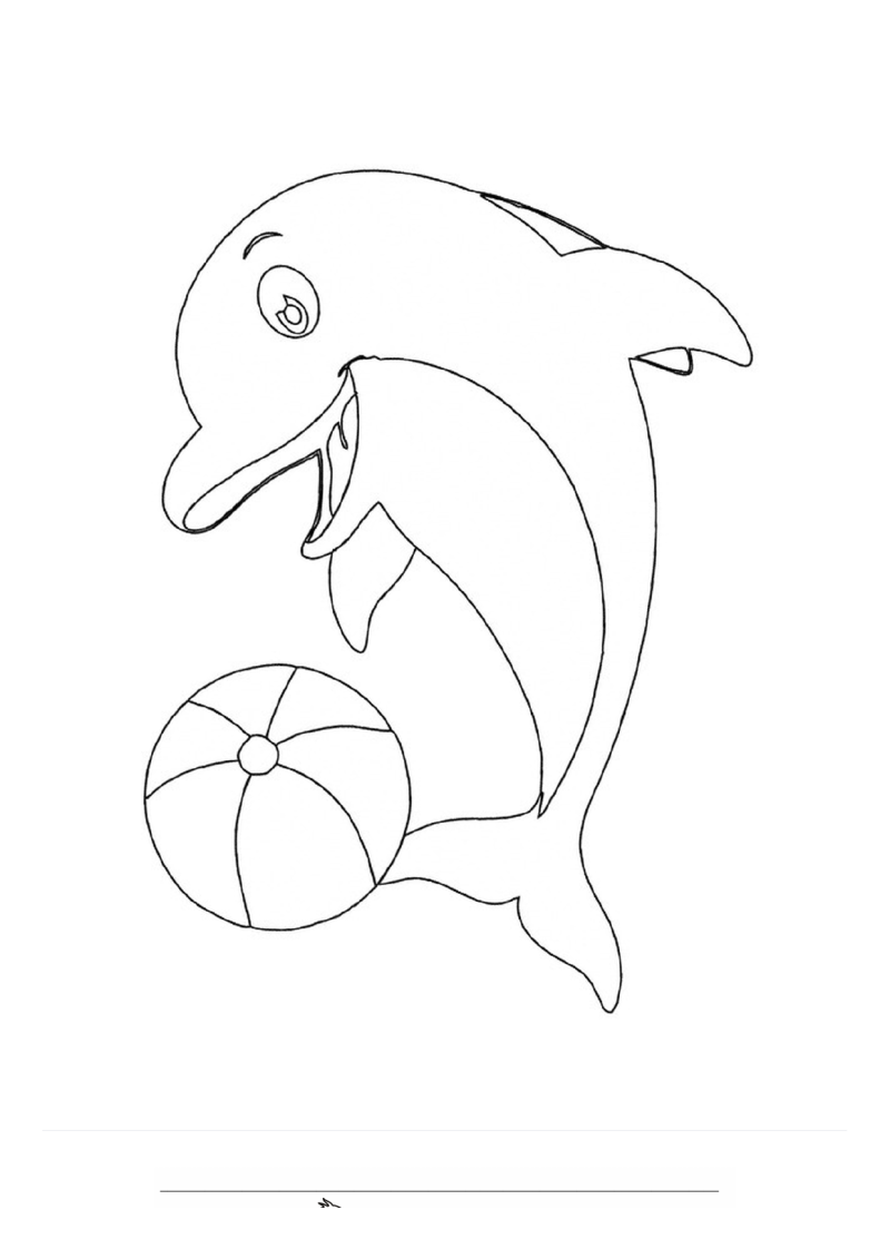 Dolfijn met een bal Kleurplaat — gratis kleurplaat