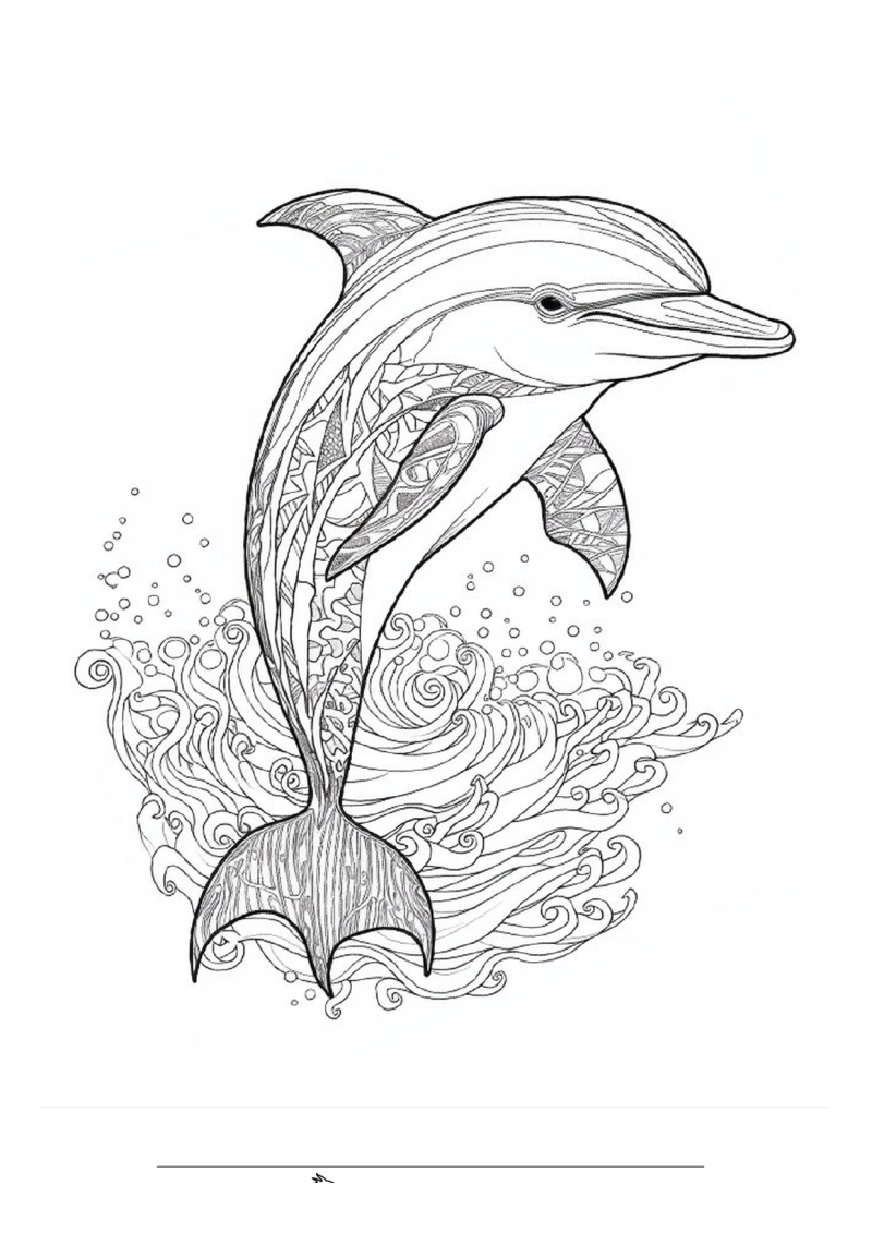 Dolfijn voor volwassenen Kleurplaat — gratis kleurplaat