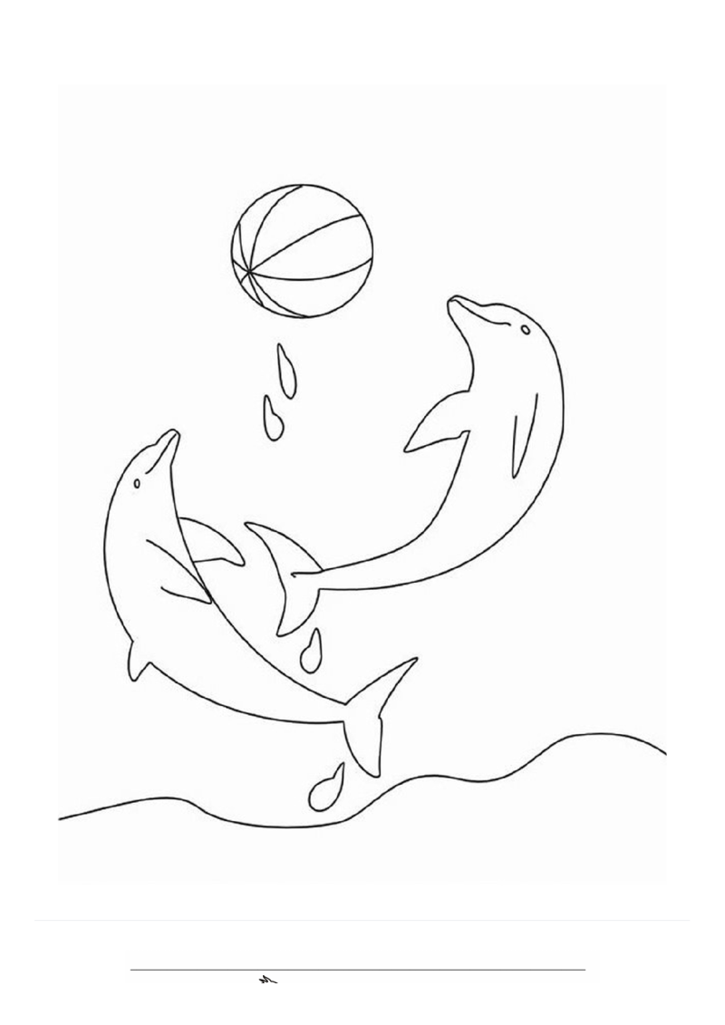 Dolfijnen spelen met bal Kleurplaat — gratis kleurplaat
