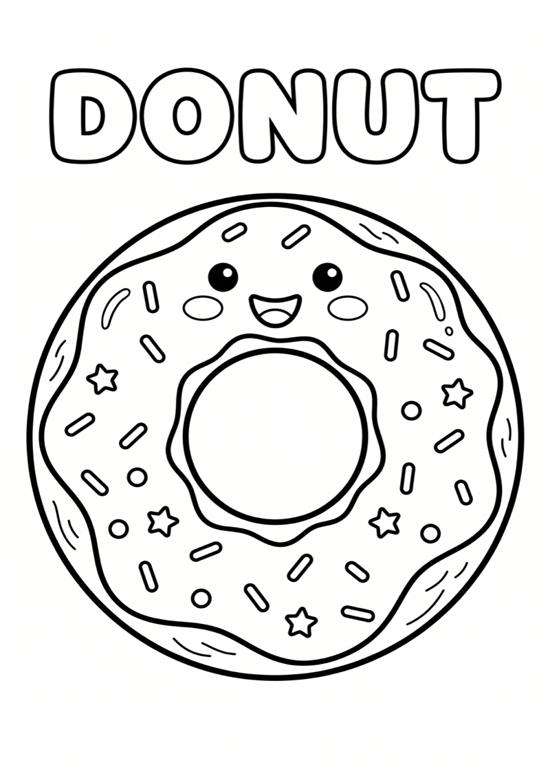 Donut Kleurplaat — gratis kleurplaat printen