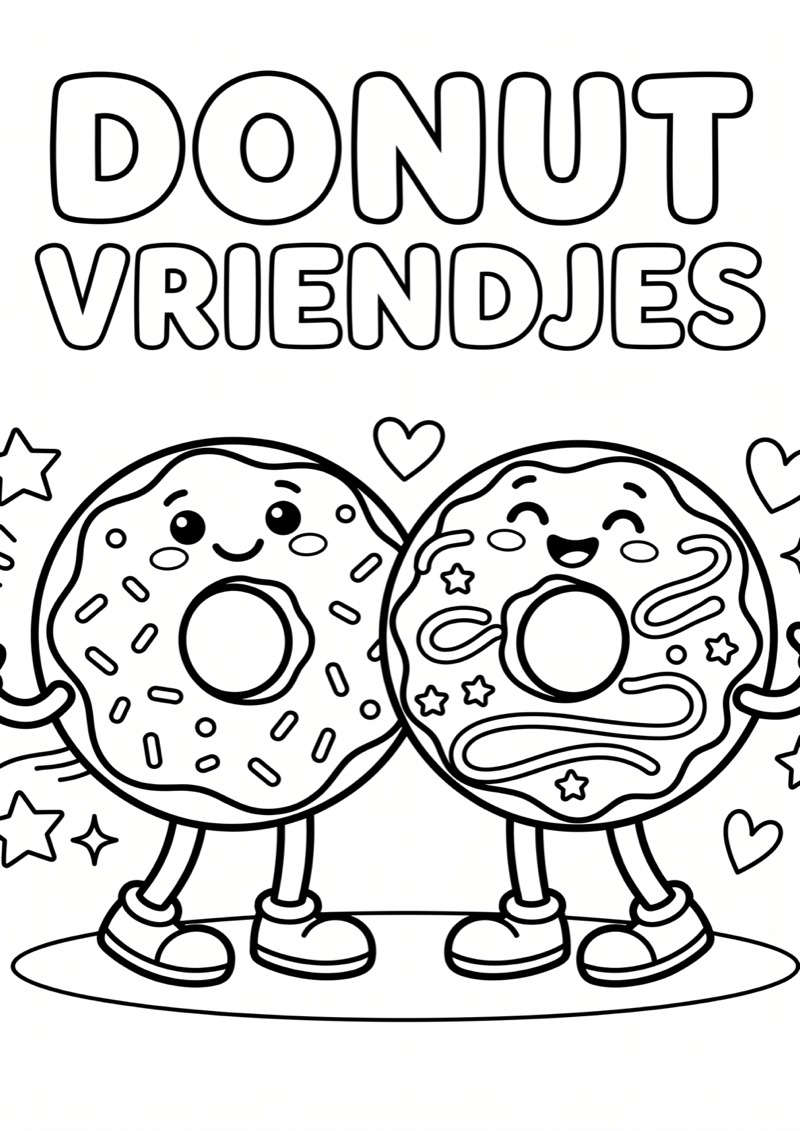 Donut Vriendjes Kleurplaat — gratis kleurplaat printen
