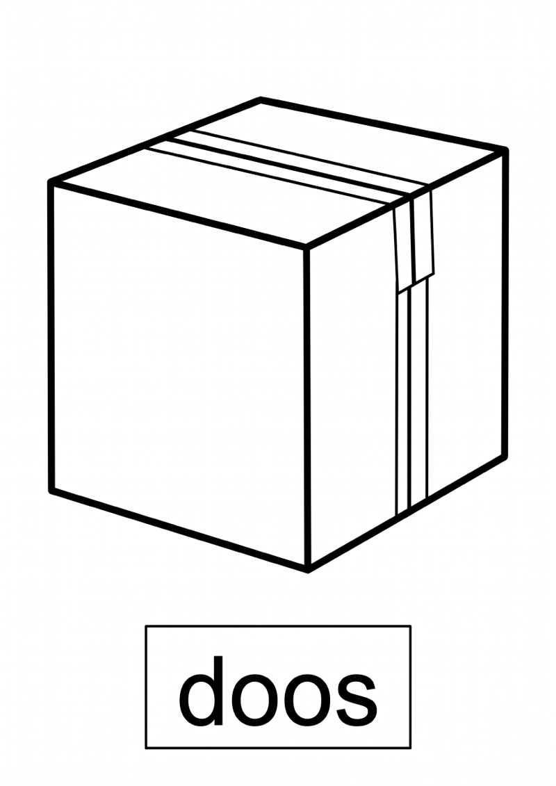 Doos Woordkaart Kleurplaat — gratis kleurplaat