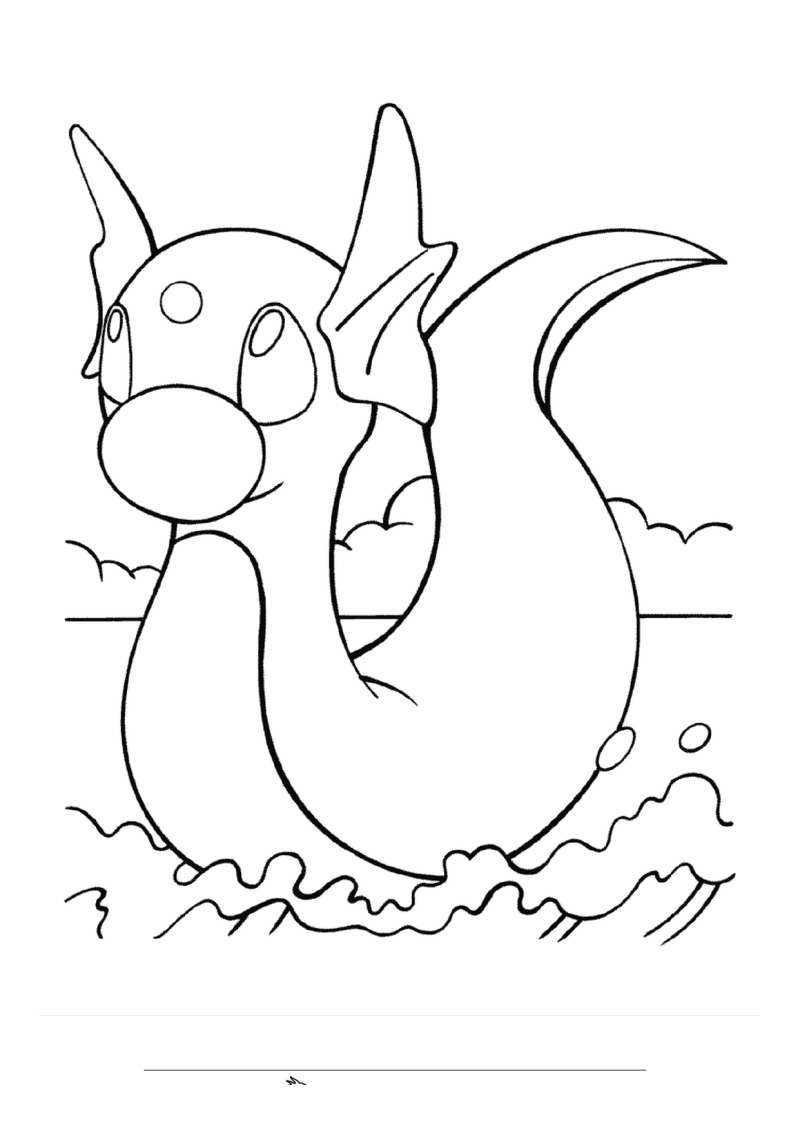 Dragonair in Water Kleurplaat — gratis kleurplaat printen