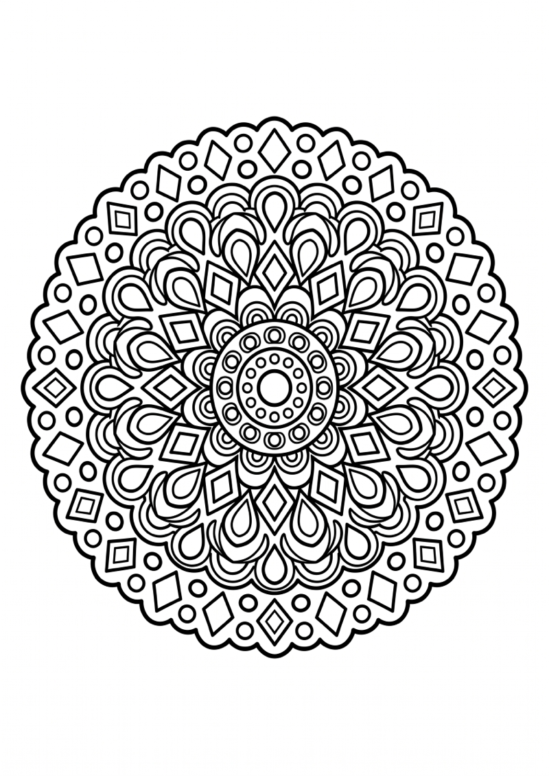 Druppel en Diamant Mandala Kleurplaat — gratis kleurplaat