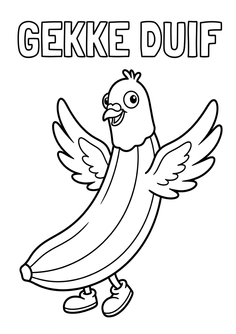 Duif Banaan Hybride Gekke Duif Kleurplaat — gratis kleurplaat printen
