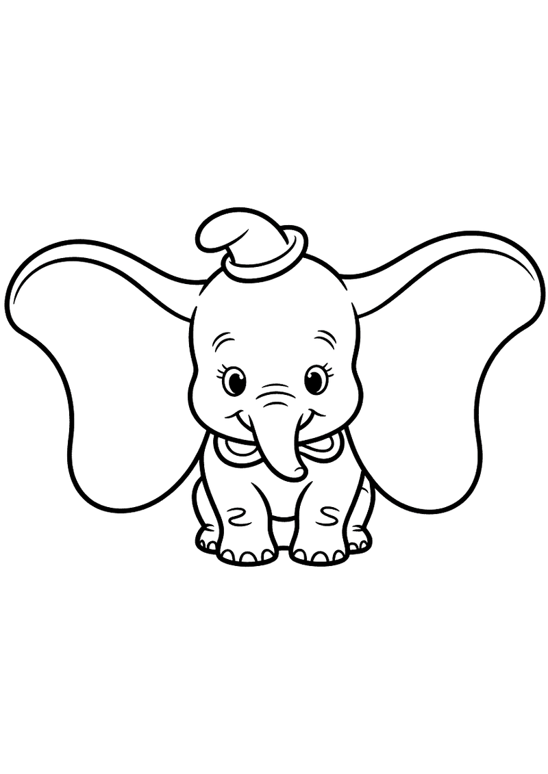 Dumbo Grote Oren Eenvoudig — gratis kleurplaat