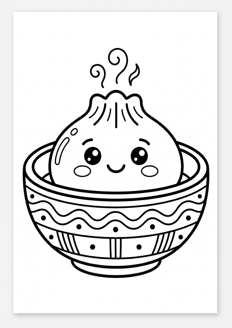 Dumpling in Kommetje Kleurplaat