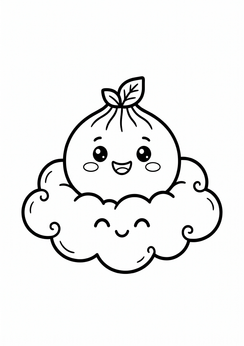 Dumpling op Wolkje Kleurplaat — gratis kleurplaat