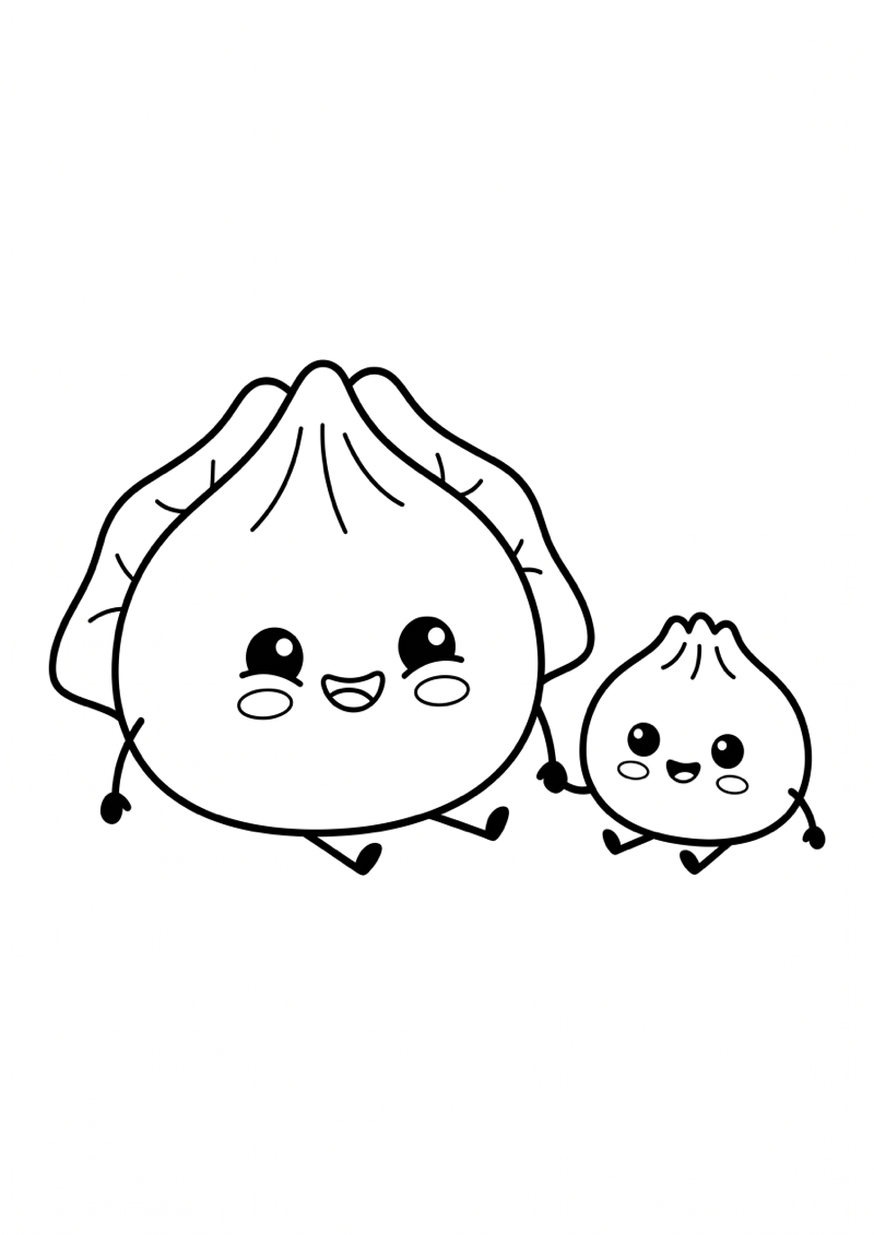 Dumplingfamilie Groot en Klein Kleurplaat — gratis kleurplaat