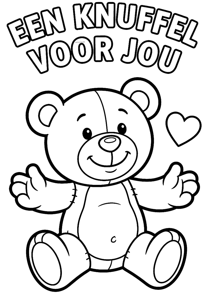 Een knuffel voor jou kleurplaat