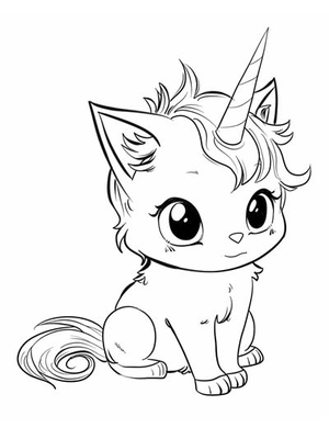 Baby Eenhoorn 2 Kitten Kleurplaat — gratis kleurplaat