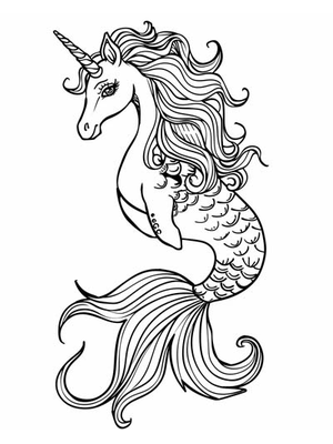 Eenhoorn Zeepaard-mythisch 1 Paard Kleurplaat