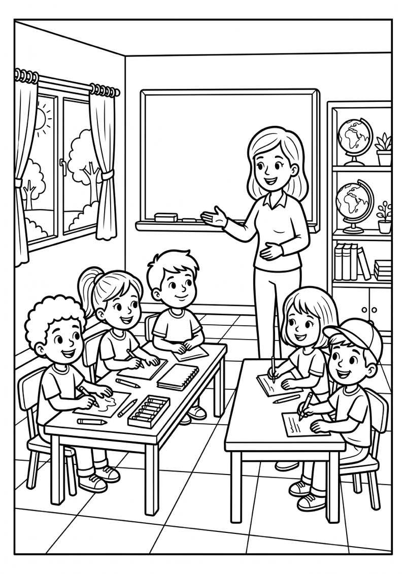 Eerste Dag in de Klas Kleurplaat — gratis kleurplaat printen