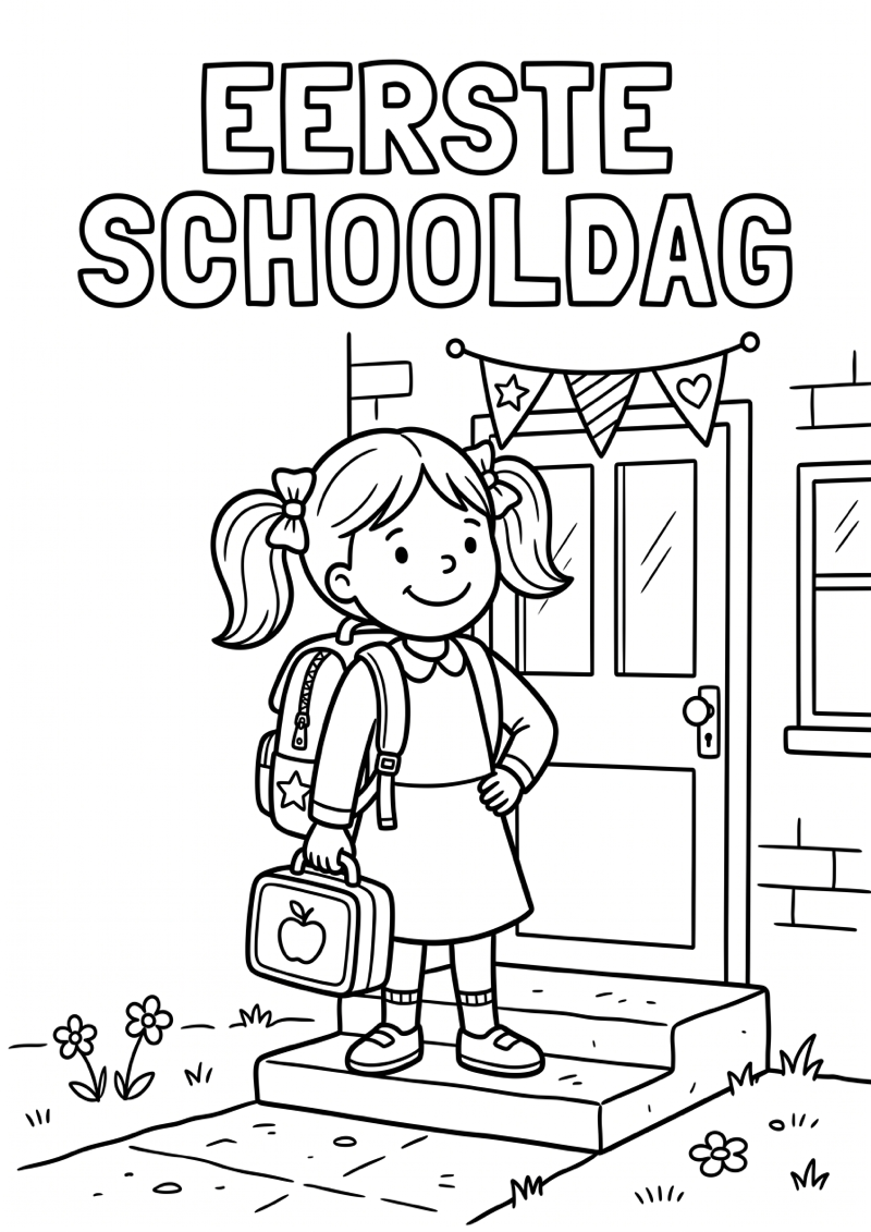 Eerste Schooldag Kleurplaat — gratis kleurplaat printen