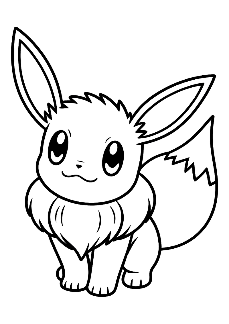 Eevee zit rustig kleurplaat — gratis kleurplaat printen