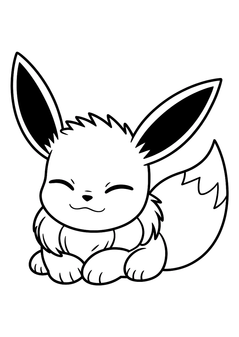 Eevee slaapt rustig kleurplaat — gratis kleurplaat printen