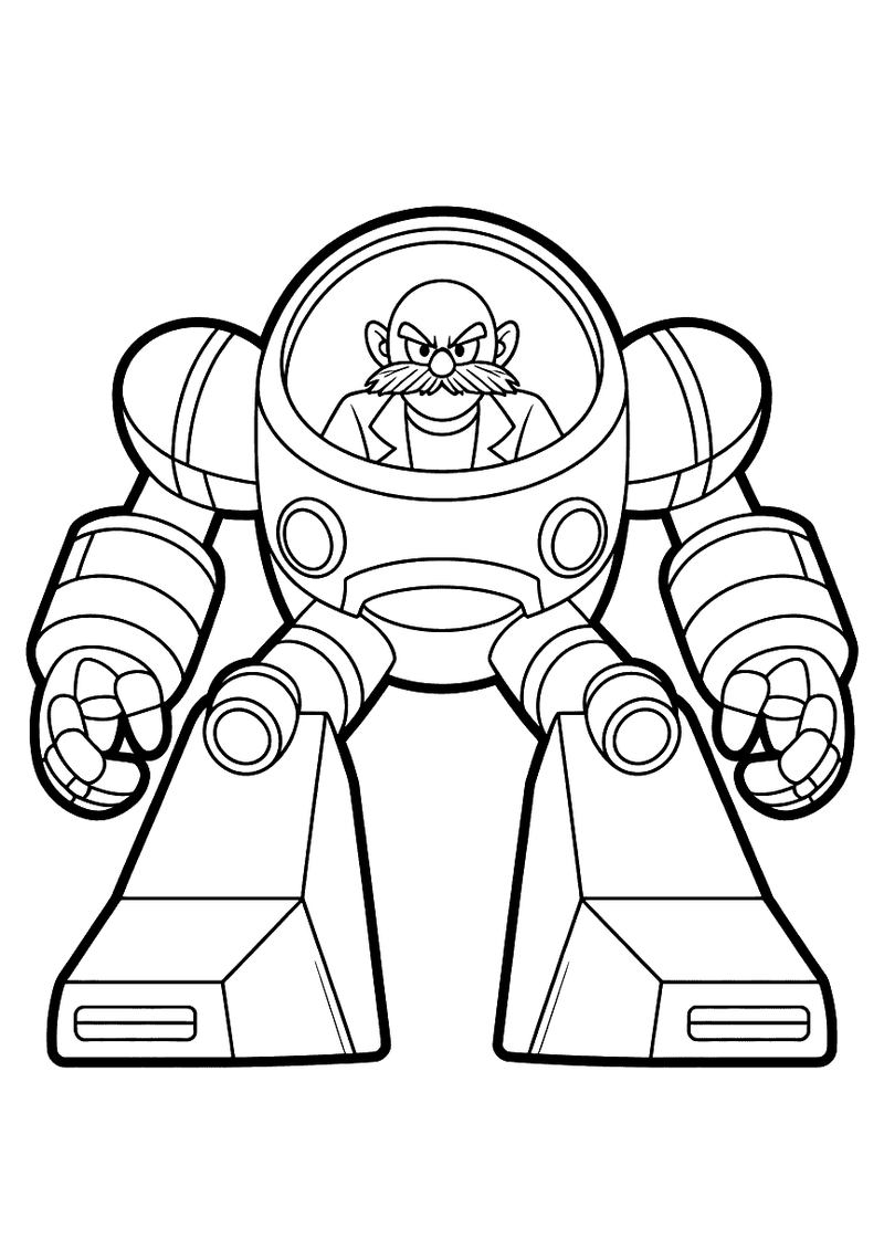 Dr. Eggman in mech pak kleurplaat — gratis kleurplaat printen
