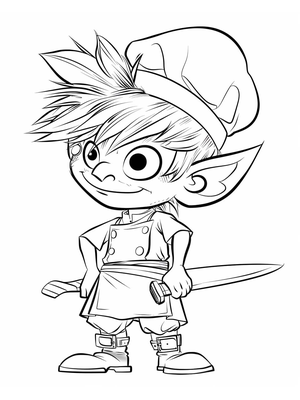 Elf Kok Kleurplaat 1 — gratis kleurplaat printen