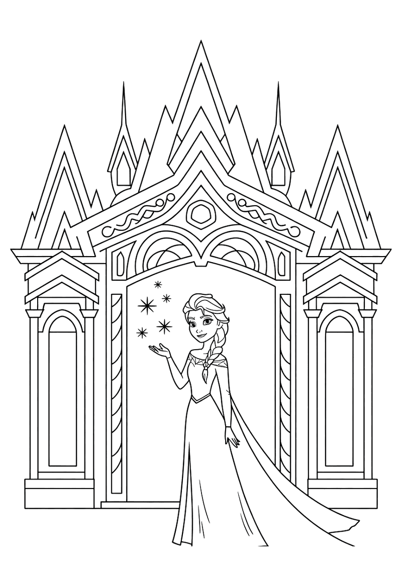 Elsa Arendelle Kasteel Kleurplaat — gratis kleurplaat