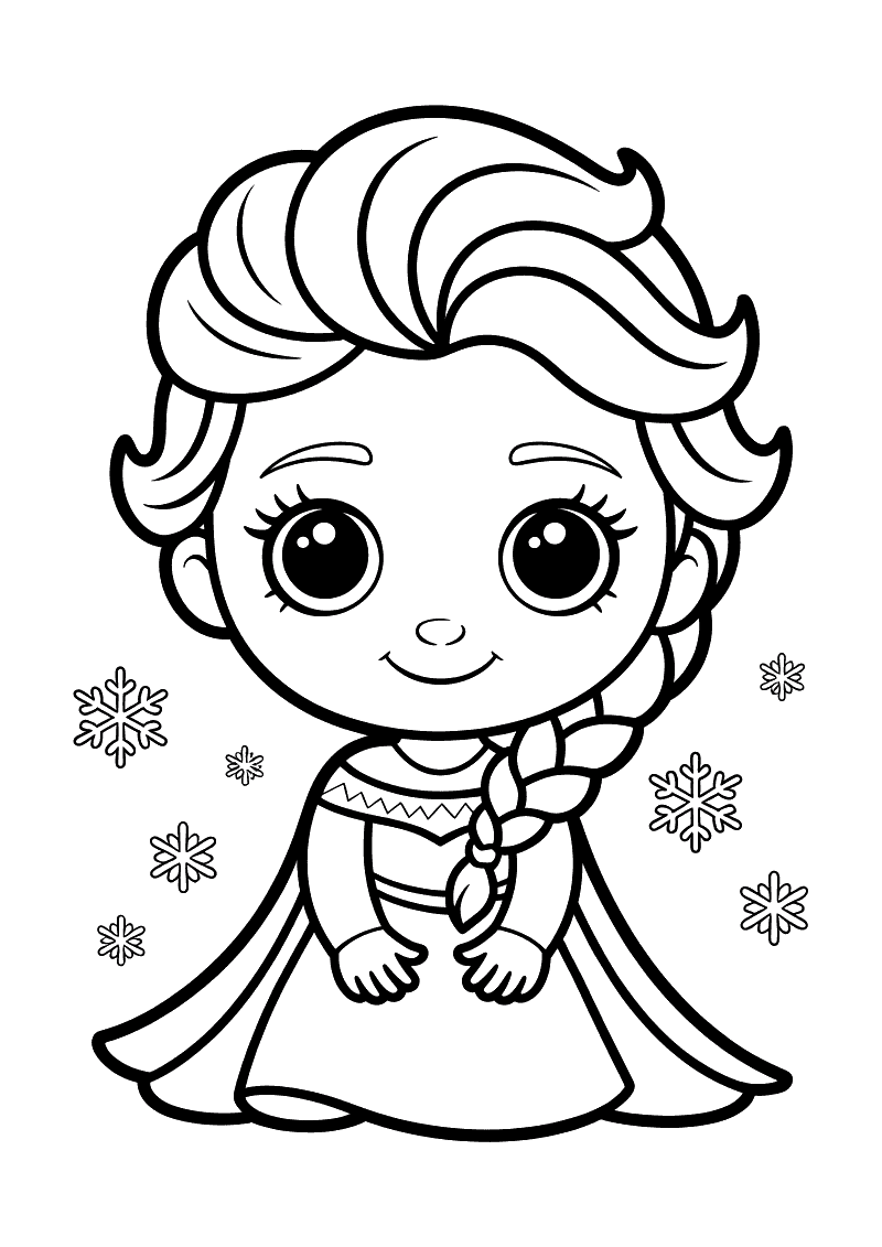 Elsa Baby Chibi Kleurplaat — gratis kleurplaat