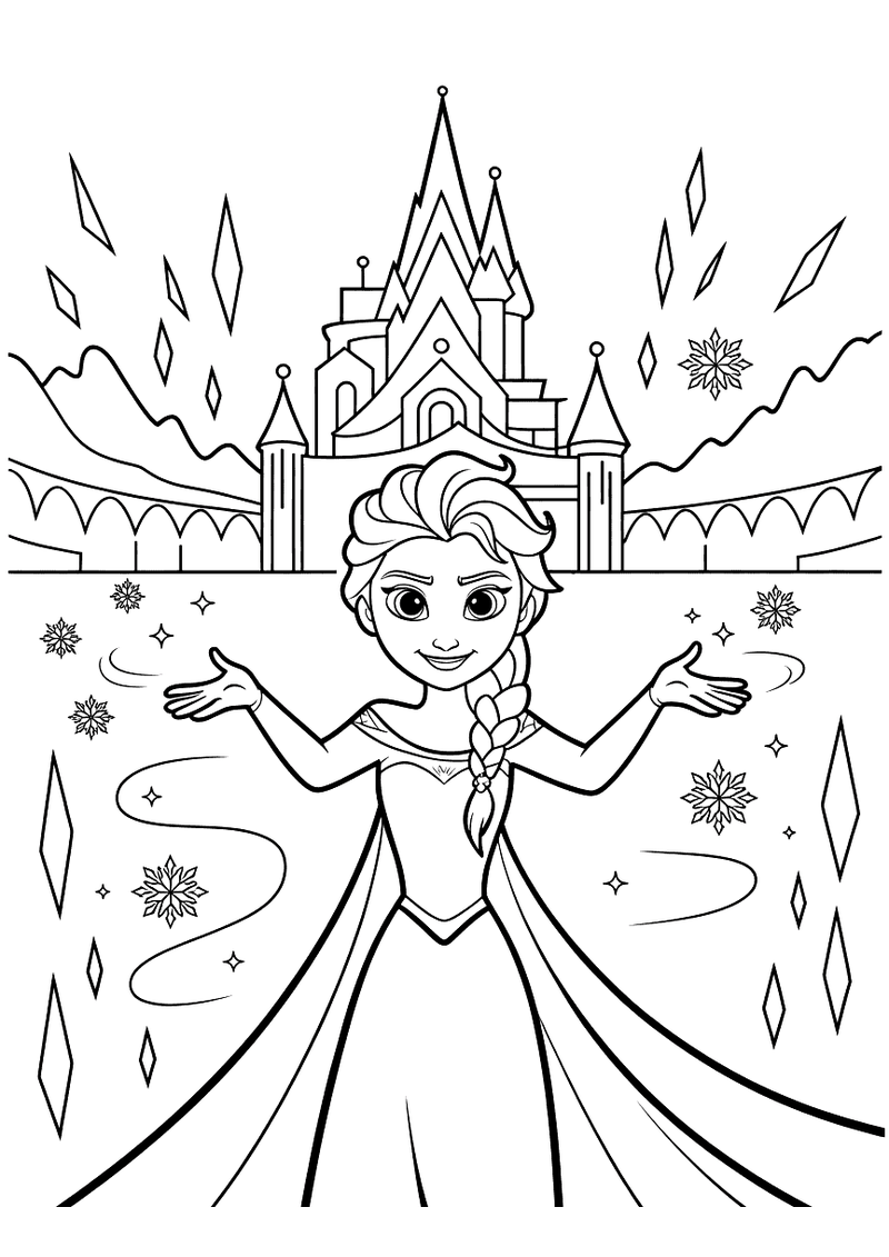 Elsa beschermt arendelle kleurplaat