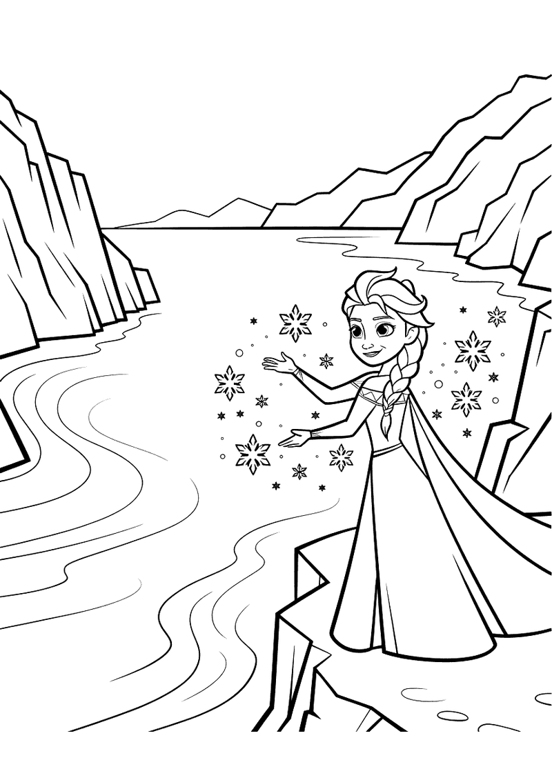 Elsa bevriest de fjord kleurplaat — gratis kleurplaat