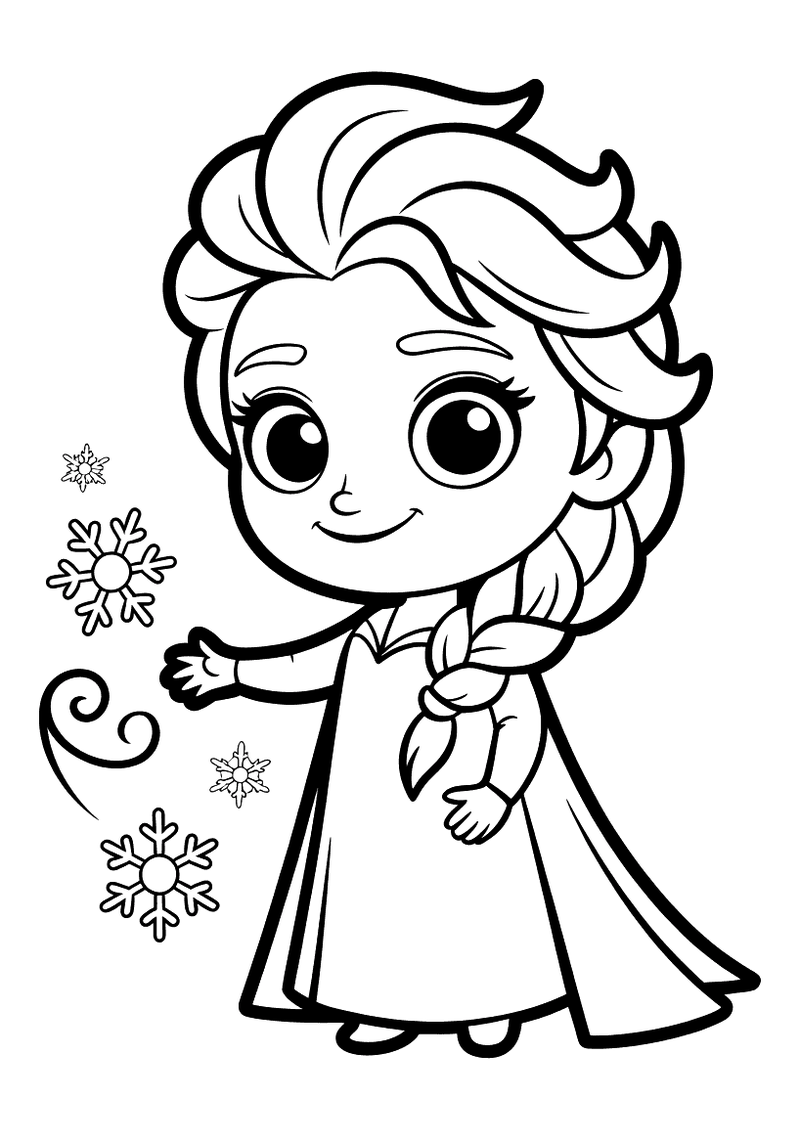Elsa chibi stijl kleurplaat — gratis kleurplaat