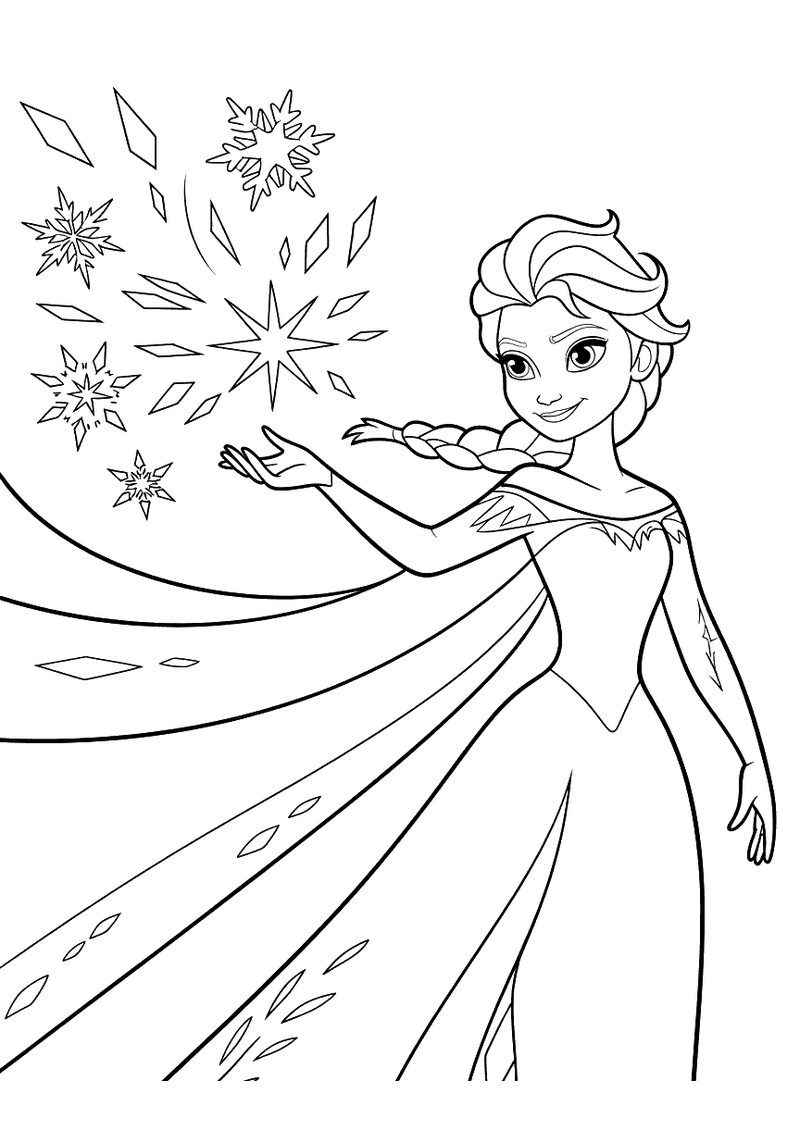 Elsa met IJsmagie kleurplaat — gratis kleurplaat printen