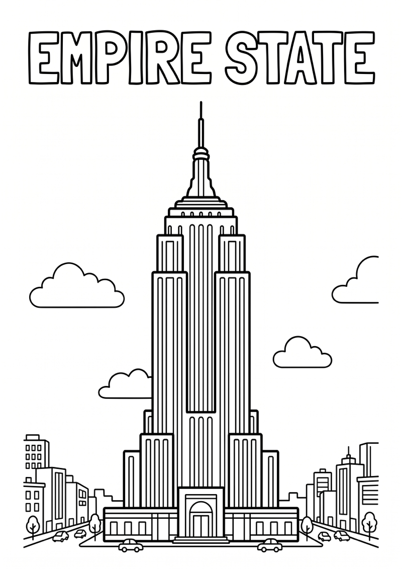Empire State Building Kleurplaat — gratis kleurplaat printen