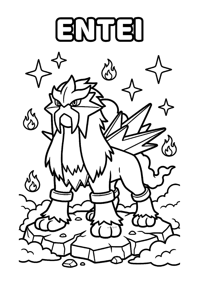 Entei Kleurplaat — gratis kleurplaat printen