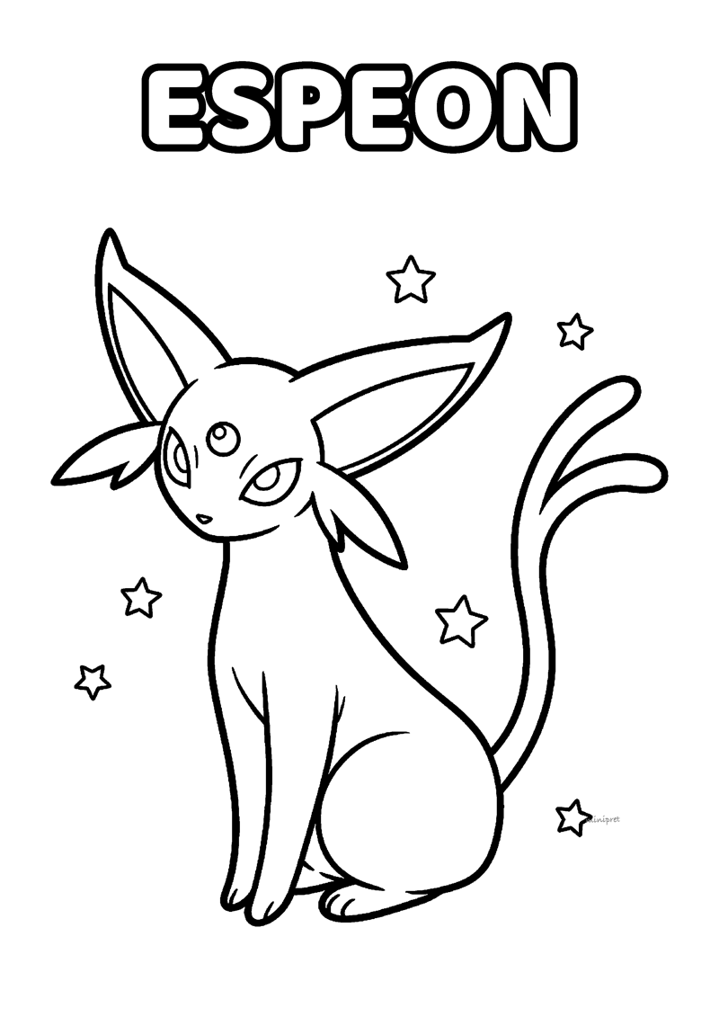 Espeon Kleurplaat — gratis kleurplaat printen