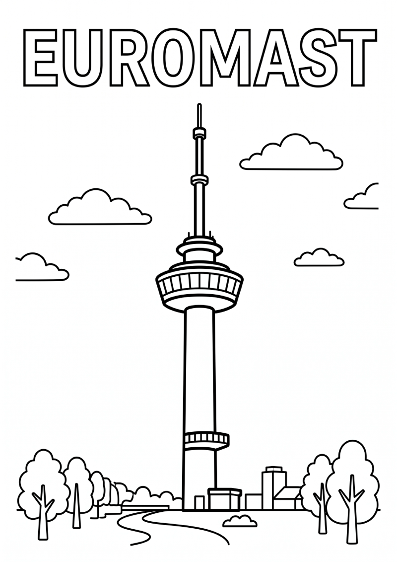 Euromast Kleurplaat — gratis kleurplaat printen