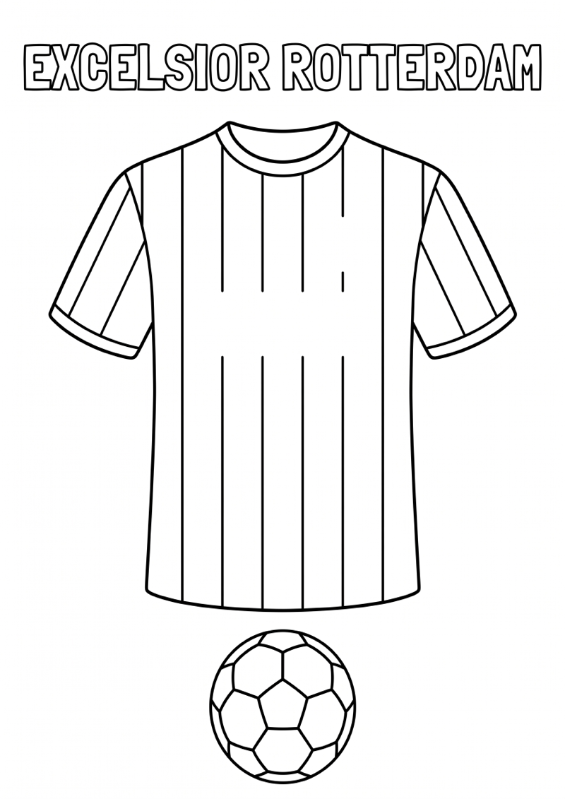 Excelsior Rotterdam Voetbalshirt Kleurplaat — gratis kleurplaat printen
