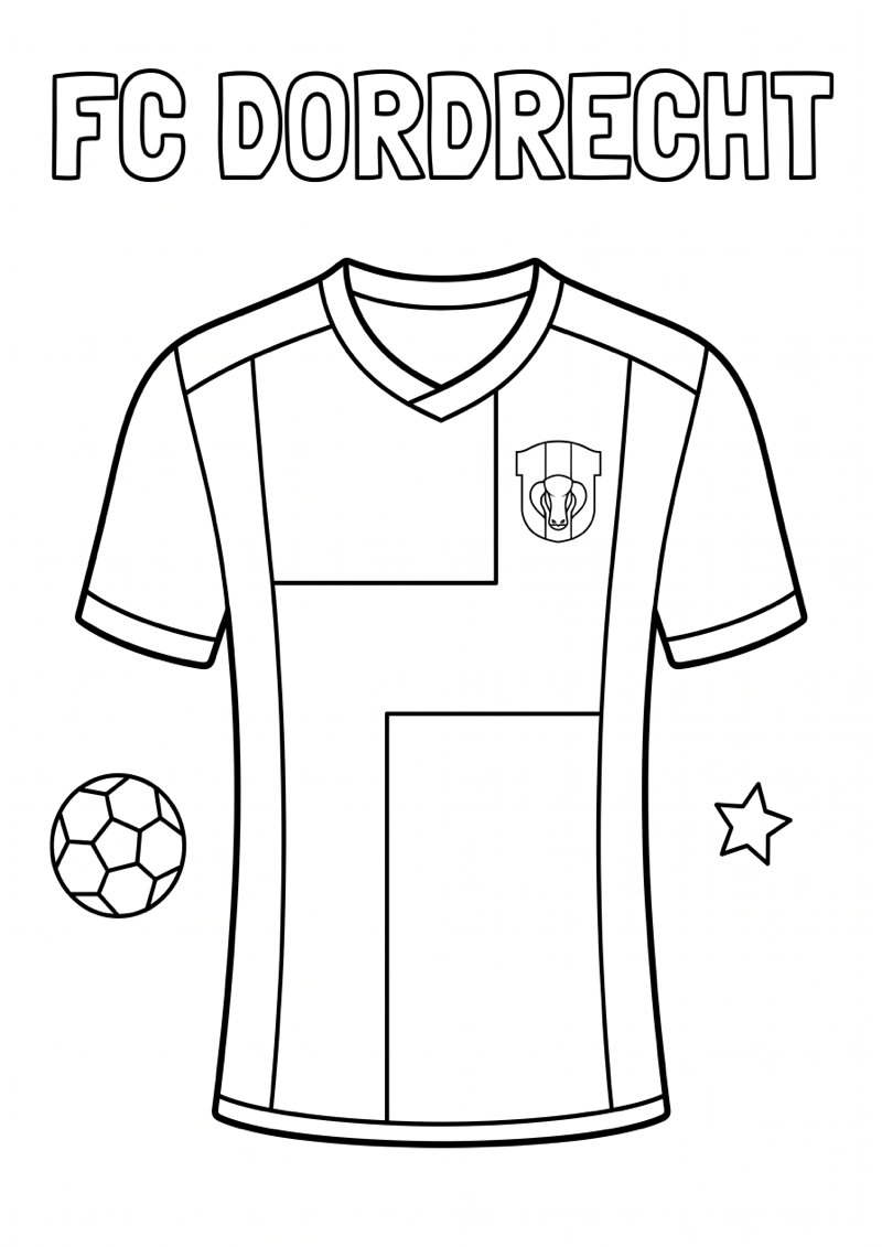 Fc Dordrecht Voetbalshirt Kleurplaat — gratis kleurplaat printen