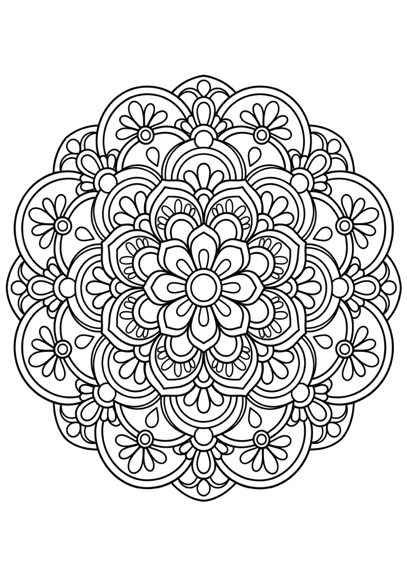 Fijne Bloemrozet Mandala Kleurplaat — gratis kleurplaat