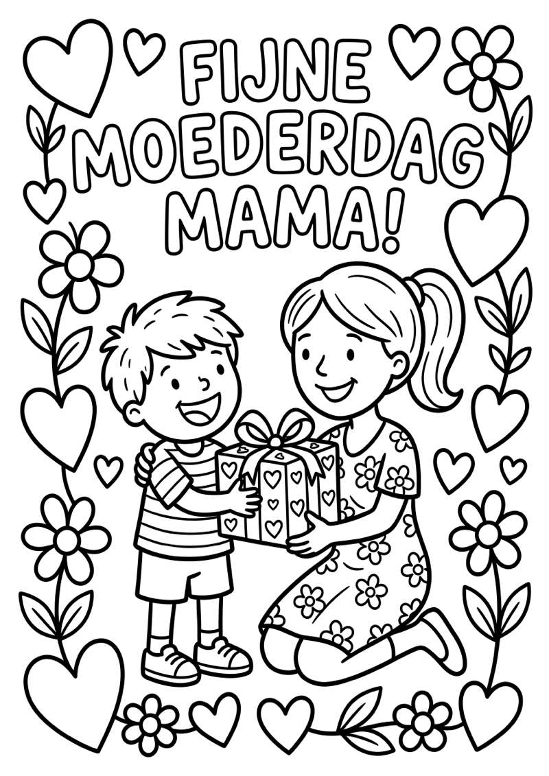 Fijne moederdag kleurplaat — gratis kleurplaat printen