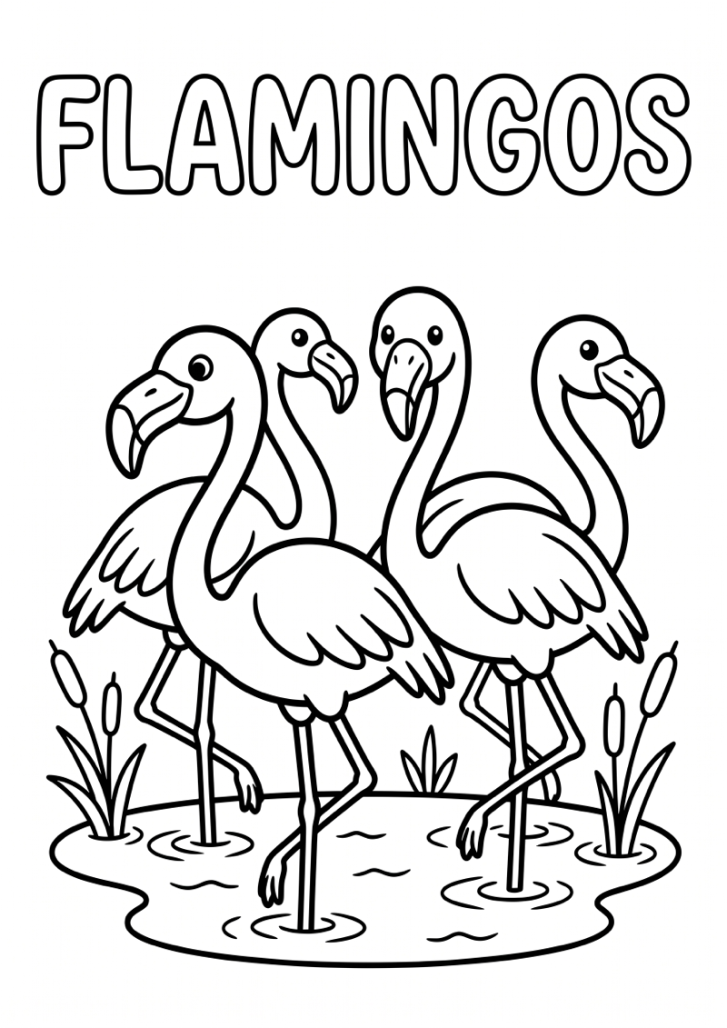 Flamingos Kleurplaat — gratis kleurplaat