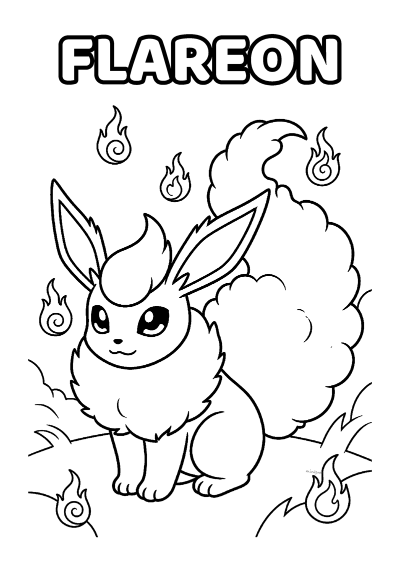 Flareon Kleurplaat — gratis kleurplaat printen