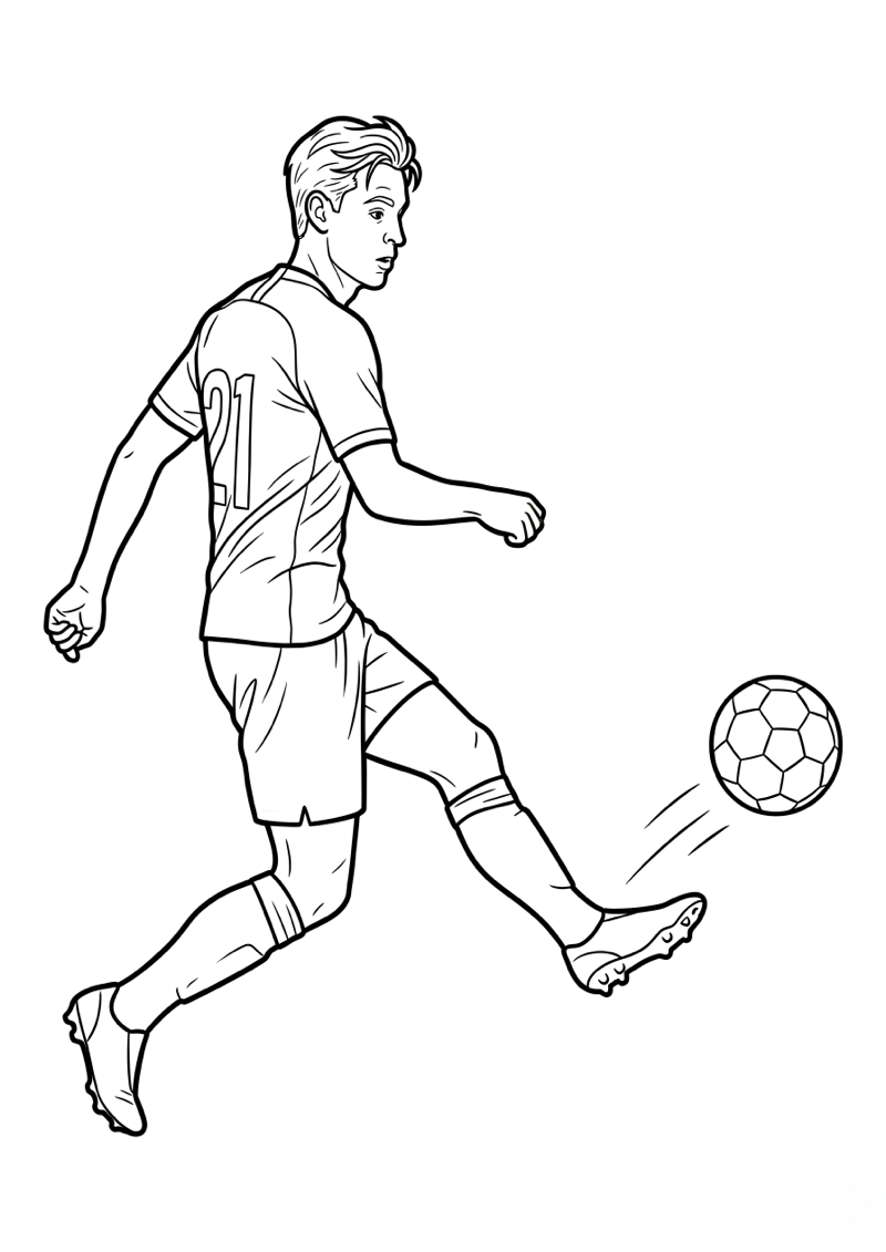 Frenkie de Jong Pass Kleurplaat — gratis kleurplaat printen