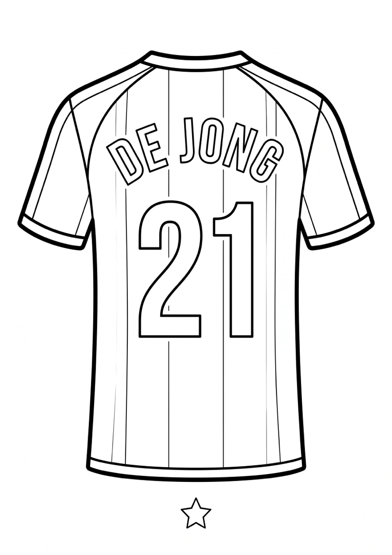 Frenkie de Jong Voetbalshirt Kleurplaat — gratis kleurplaat printen