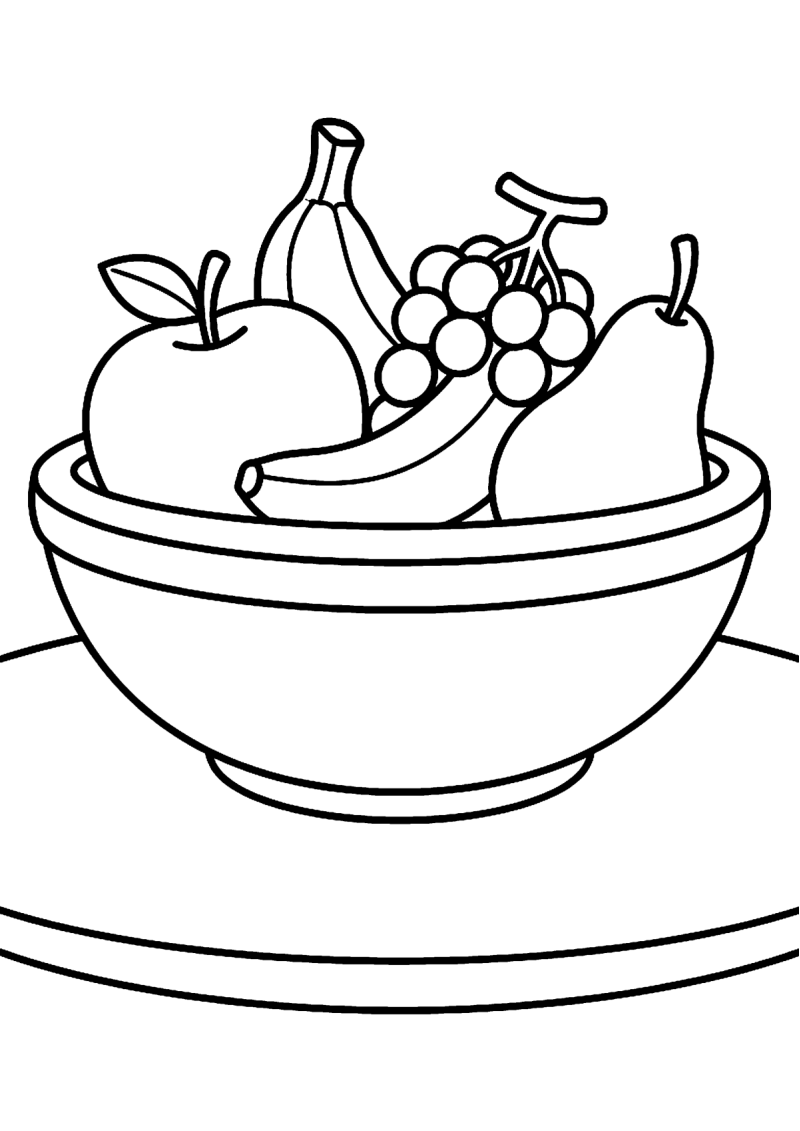 Fruit in mand kleurplaat — gratis kleurplaat