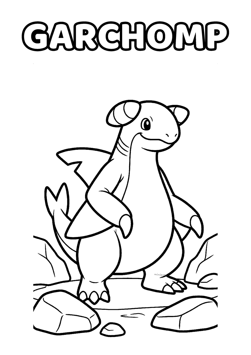 Garchomp Kleurplaat — gratis kleurplaat printen