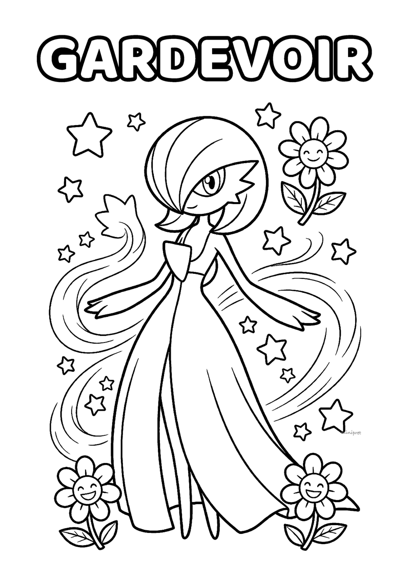 Gardevoir Kleurplaat — gratis kleurplaat printen