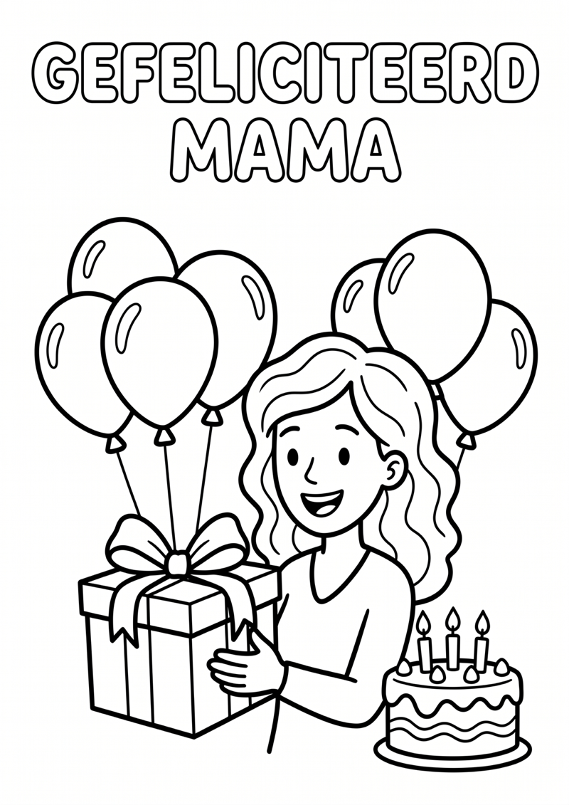 Gefeliciteerd Mama Kleurplaat — gratis kleurplaat