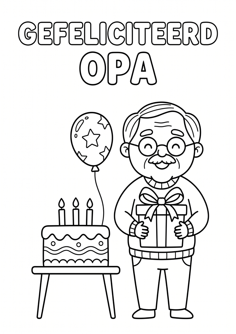 Gefeliciteerd Opa Kleurplaat — gratis kleurplaat