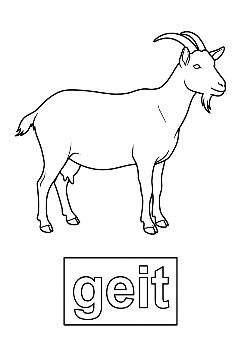 Geit Woordkaart Kleurplaat — gratis kleurplaat