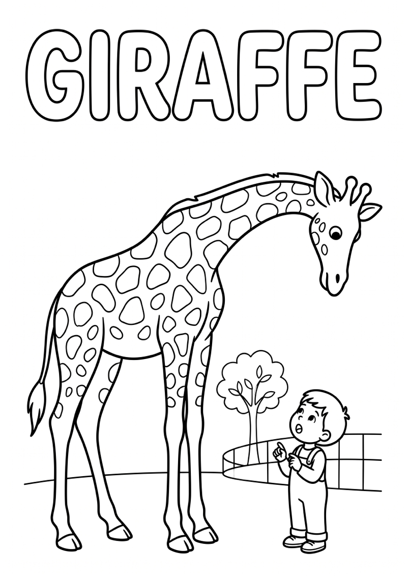Giraffe Kleurplaat — gratis kleurplaat