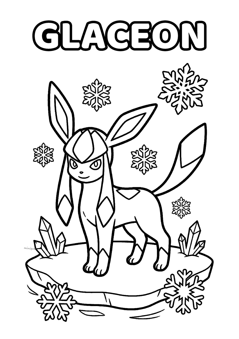 Glaceon Kleurplaat — gratis kleurplaat printen